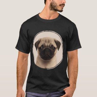 Pug Puppy in Cirkel - Mocha T-shirt