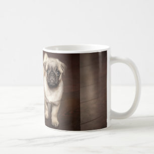 pug-puppy in sepia koffiemok