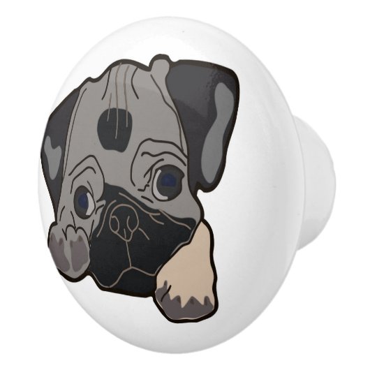 PUG PUPPY KERAMISCHE KNOP (Rechts)