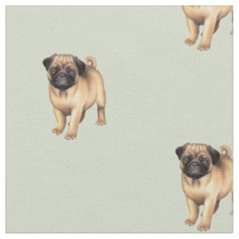 Pug Puppy Love Brushed Cotton Fabric Stof