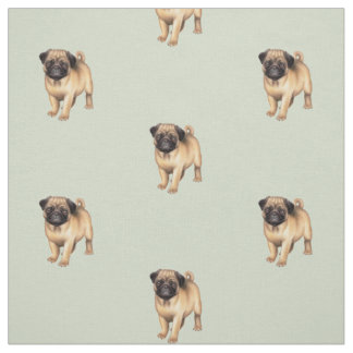 Pug Puppy Love Brushed Cotton Fabric Stof