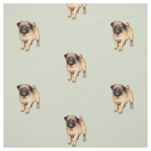 Pug Puppy Love Brushed Cotton Fabric Stof (Swatch)