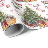 Pug Puppy mand onder de boom Cadeaupapier (Rol Hoek)