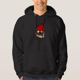 Pug-puppy met een muts hoodie