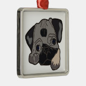 PUG PUPPY METALEN ORNAMENT (Rechts)
