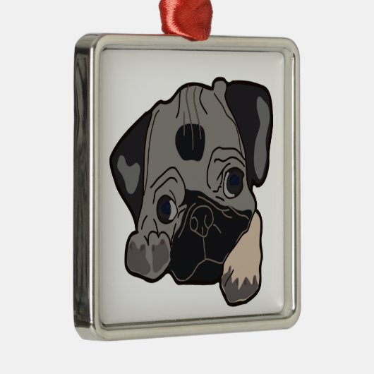 PUG PUPPY METALEN ORNAMENT (Rechts)