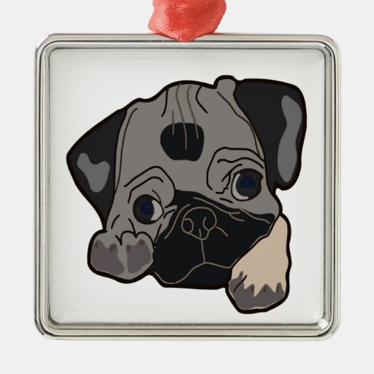 PUG PUPPY METALEN ORNAMENT (Voorkant)