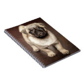 Pug Puppy op gepolijste houten vloer Notitieboek (Rechterzijde)