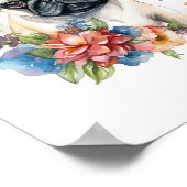 Pug Puppy Pet Waterverf Flower Poster (Hoek)
