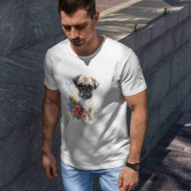 Pug Puppy Pet Waterverf Flower