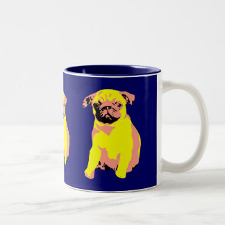 Pug Puppy "Puggy Love" Tweekleurige Koffiemok