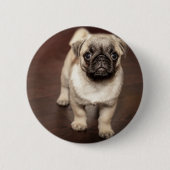 Pug Puppy Ronde Button 5,7 Cm (Voorkant)