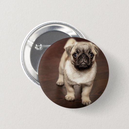 Pug Puppy Ronde Button 5,7 Cm (Voorkant /achterkant)