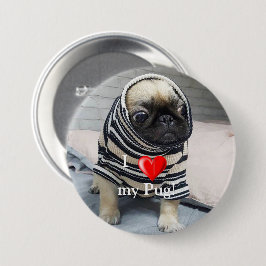 Pug Puppy Ronde Button 7,6 Cm