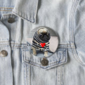 Pug Puppy Ronde Button 7,6 Cm (In situ)