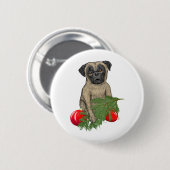 Pug Puppy Schattig Christmas Dog Art Ronde Button 5,7 Cm (Voorkant /achterkant)