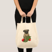 Pug Puppy Schattig Christmas Dog Art Tote Bag (Voorkant (product))