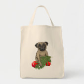 Pug Puppy Schattig Christmas Dog Art Tote Bag (Voorkant)