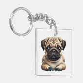 Pug Puppy Sleutelhanger (Voorkant Links)