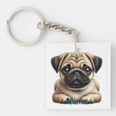 Pug Puppy Sleutelhanger (Voorkant)
