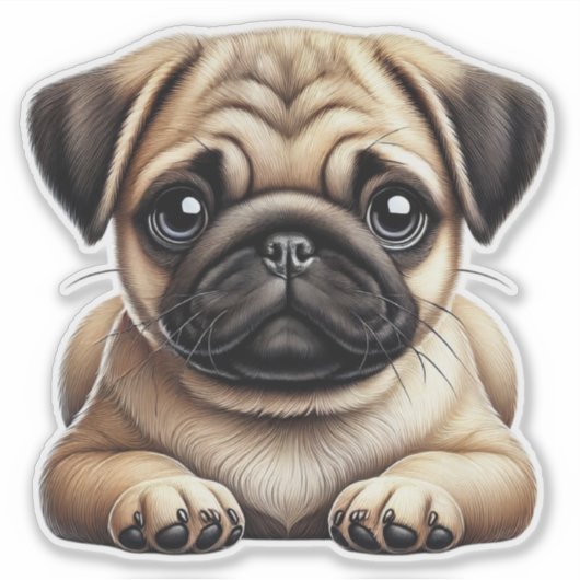 Pug Puppy Sticker (Voorkant)