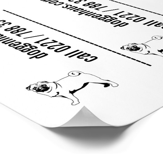 Pug puppy te koop poster sjablonen (Hoek)