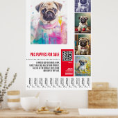 Pug puppy te koop poster sjablonen (Keuken)