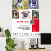 Pug puppy te koop poster sjablonen (Thuiskantoor)