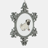 Pug Puppy Tin Sneeuwvlok Ornament (Links)