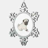 Pug Puppy Tin Sneeuwvlok Ornament (Rechts)