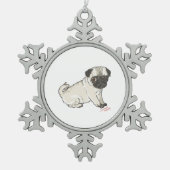 Pug Puppy Tin Sneeuwvlok Ornament (Voorkant)