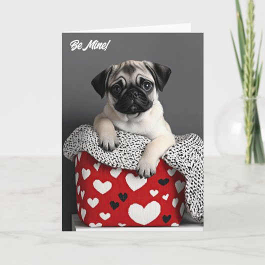 Pug Puppy Valentijn Kaart (Voorkant)