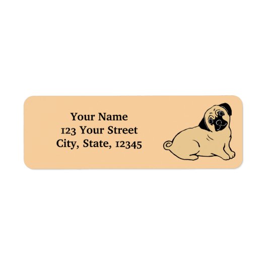 Pug Puppy Warm Beige Return Address Labels (Voorkant)