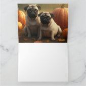 Pug Puppyl Herfstplezier Pompoen Kaart (Binnen)