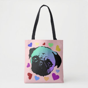 Pug Puppypuppy Honden PopArt Retro Stijl Tote Bag