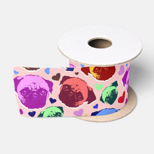Pug Puppypuppy PopArt Retro Stijl Satijnen Lint