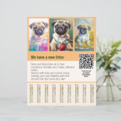 Pug-puppy's te koop flyer sjabloon QR-code (Staand voorkant)