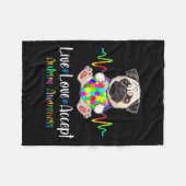 Pug Puzzle Piece Live Love Accepteer Autisme Aware Fleece Deken (Voorkant (Horizontaal))