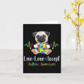 Pug Puzzle Piece Live Love Accepteer Autisme Aware Kaart (Gele Bloem)