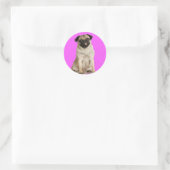 Pug Queenie Ronde Sticker (Tas)