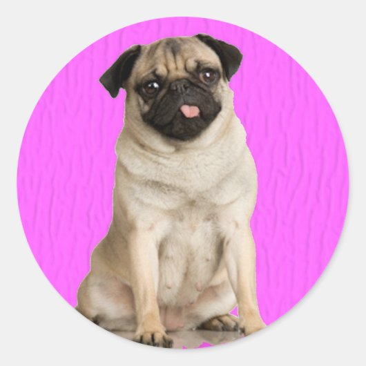 Pug Queenie Ronde Sticker (Voorkant)
