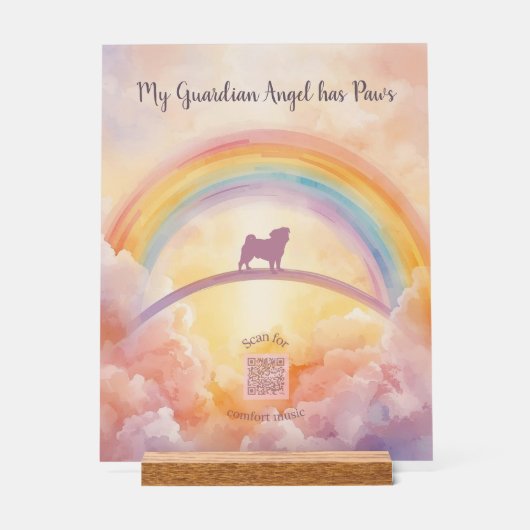 Pug Rainbow Bridge Acrylic Memorial Sign – Music Acryl Bord (Voorkant)
