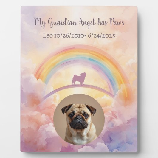 Pug Rainbow Bridge Memorial Plaque Watercolor Pet Fotoplaat (Voorkant)