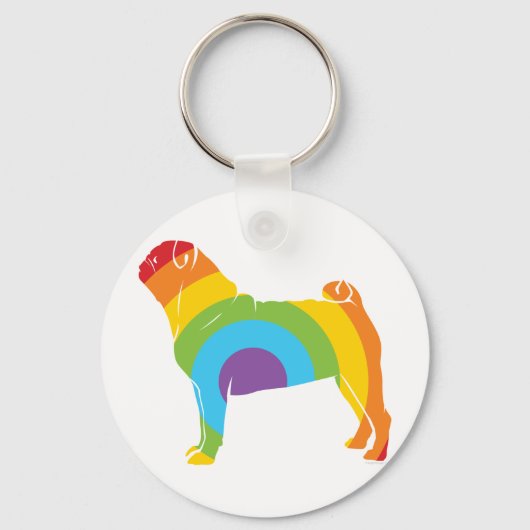 Pug Rainbow Connection! Sleutelhanger (Voorkant)