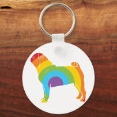 Pug Rainbow Connection! Sleutelhanger (Voorkant)