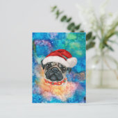 Pug Ras Hond Kerstmis Feestdagenkaart (Staand voorkant)
