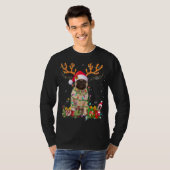 Pug Reindeer Family Matching Kerstpyjama Dog T-shirt (Voorkant volledig)