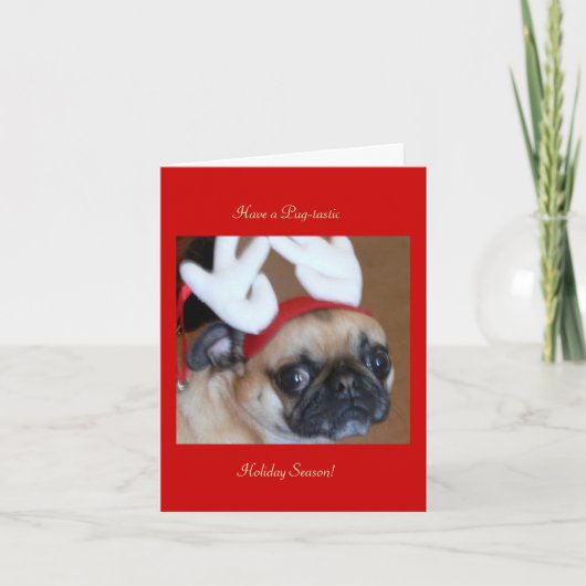 Pug Rendier Christmas Kaart (Voorkant)
