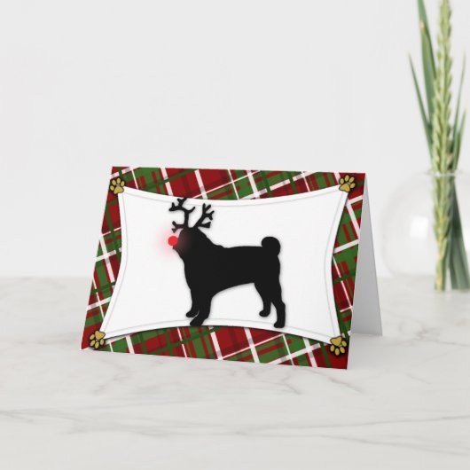 Pug Rendier Christmas Kaart (Voorkant)