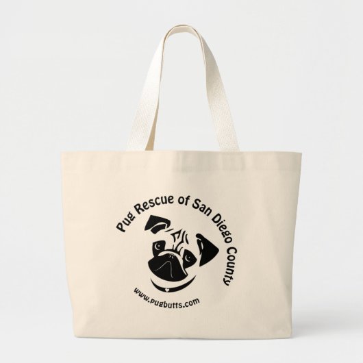 Pug Rescue of San Diego County Logo Grote Tote Bag (Voorkant)